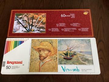 Blik met 50 kleurpotloden bruynzeel en  met 60 Artist potlod beschikbaar voor biedingen