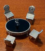 Zilveren Miniatuur Tafeltje met Stoeltjes, Antiek en Kunst, Antiek | Goud en Zilver, Ophalen of Verzenden, Zilver