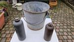 brocante tuindecoratie zinken emmer bloempot, Gebruikt, Tuin, Rond, Ophalen of Verzenden