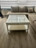Ikea Salon Tafel - Wit met Glas, Huis en Inrichting, Tafels | Salontafels, Ophalen, Kunststof, Gebruikt, 100 tot 150 cm