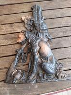Vintage antiek wandbeeld jacht Hond buiten binnen, Ophalen of Verzenden