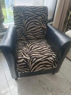 Fauteuil leer met zebraprint, Huis en Inrichting, Fauteuils, Ophalen, Zo goed als nieuw, 50 tot 75 cm, Leer