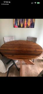 Mangotafel rond als nieuw, Huis en Inrichting, Tafels | Eettafels, Ophalen, Rond, Zo goed als nieuw, Vier personen