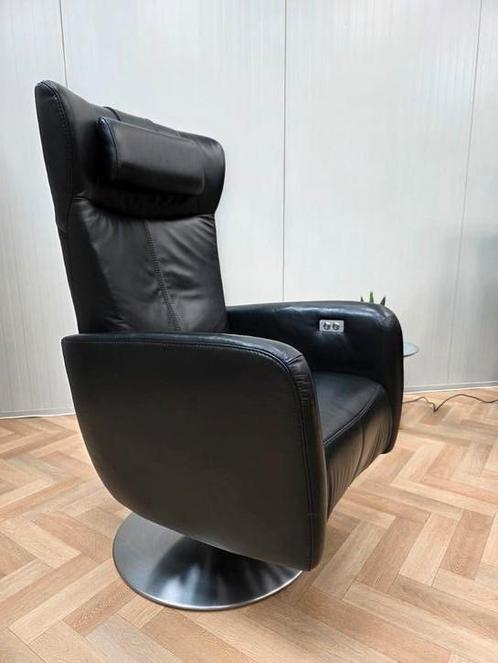Prominent sorisso sta op stoel relax fauteuil zwart lende, Huis en Inrichting, Fauteuils, Zo goed als nieuw, Leer, 50 tot 75 cm