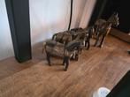 Antieke Houten Paardjes - Set van 9, Antiek en Kunst, Kunst | Beelden en Houtsnijwerken, Ophalen of Verzenden
