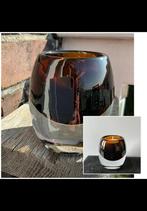 Glazen waxinelichtjes houder van donker bruin glas. Massief., Ophalen of Verzenden, Bruin, Overige materialen, Minder dan 25 cm