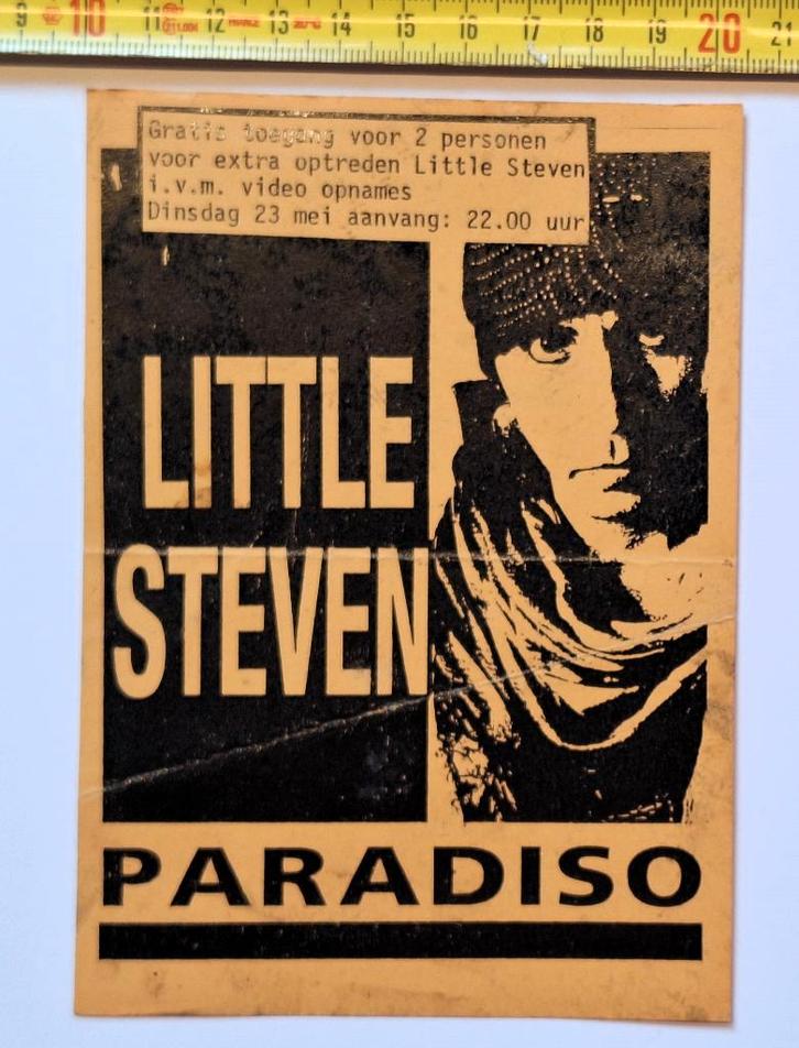 LITTLE STEVEN-1989-ticket-Xtra Concert Video opname Paradiso, Tickets en Kaartjes, Concerten | Pop, Eén persoon