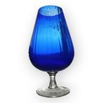 Zeer grote kobalt blauwe Empoli glas vaas met ribbels 1102, Huis en Inrichting, Woonaccessoires | Vazen, Minder dan 50 cm, Glas
