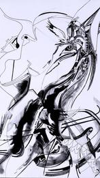 Tekening met lijst te koop - Houtskool - 70 * 50 cm, Ophalen, Nieuw, 50 tot 75 cm, Tekening
