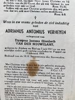 Verheyen x vd Nouwelant 1911 Alphen en Riel 1959 Poppel, Ophalen of Verzenden, Bidprentje