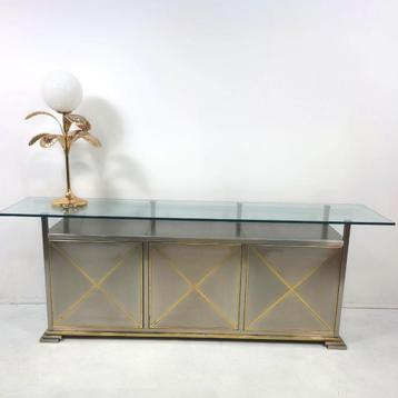 Belgo Chrom Jaren 70 dressoir of barmeubel in rvs/verguld.  beschikbaar voor biedingen