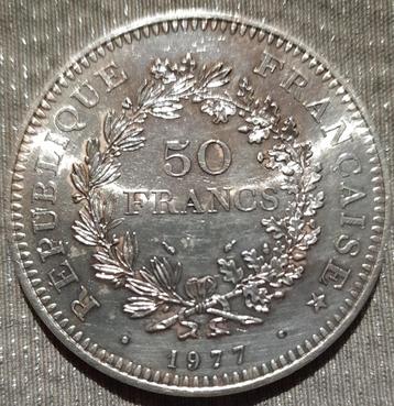 Zeer fraaie oude munt 50 FRANCS FRANKRIJK 1977 Zilver. beschikbaar voor biedingen