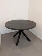 Donkerbruin/zwarte ronde eettafel 120 cm, Ophalen, Gebruikt, Rond, Metaal