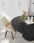 Eiken boomstamtafel rond eettafel zwart massief | elke kleur, 100 tot 150 cm, Rond, Nieuw, Ophalen of Verzenden
