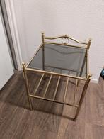 Vintage goudkleurig messing nachtkastje., Ophalen, Gebruikt, Metaal of Aluminium, Minder dan 45 cm