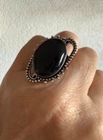 Q218/Verzilverde Grote ONYX ring 8 1/4, Gebruikt, Verzenden, Zwart, X