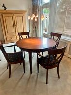 Elegante eikenhouten eettafel met 4 stoelen, Huis en Inrichting, Tafels | Eettafels, Ophalen, Gebruikt, 100 tot 150 cm, Klassiek