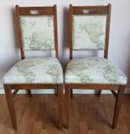2 nieuw gestoffeerde brocante stoelen met wereldkaartstof, Ophalen, Gebruikt, Twee, Bruin