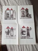 Karin Campfens 4 x zeefdruk uit '90 4 x A4  formaat, titels:, Antiek en Kunst, Ophalen of Verzenden