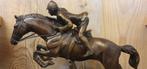 SPRINGPAARD MET AMAZONE / BRONZEN BEELD, Ophalen of Verzenden