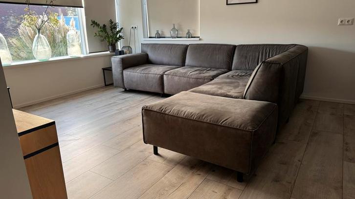 Modulaire hoekbank van stof, Huis en Inrichting, Banken | Complete zithoeken, Zo goed als nieuw, Stof, Ophalen