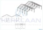 Complete staalconstructie 435 m² | 25.60m x 17.00m, Doe-het-zelf en Verbouw, Metalen, Ophalen of Verzenden, Gebruikt, IJzer