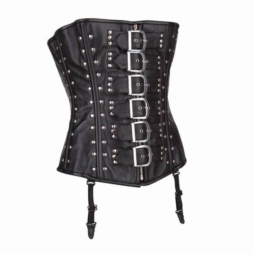 Echt leren corset model 02 in xs t/m 6xl, Kleding | Dames, Ondergoed en Lingerie, Body of Korset, Zwart, Ophalen of Verzenden