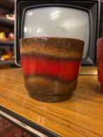 Vintage jaren 70 bruin rode west germany bloempot, Rond, Zo goed als nieuw, Aardewerk, Binnen