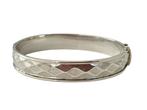 Zilveren bangle, slavenband, met ruitmotief, b 12 mm, Verzenden, Nynkegardenier.nl, Zo goed als nieuw, Zilver