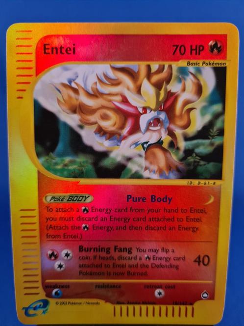 Entei 10/147 - Aquapolis (Reverse Holo), Hobby en Vrije tijd, Verzamelkaartspellen | Pokémon, Gebruikt, Losse kaart, Verzenden