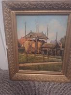 A. Dirks Schilderij op Paneel - Boerderijlandschap, Antiek en Kunst, Kunst | Schilderijen | Klassiek, Ophalen of Verzenden