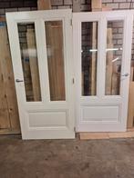 binnendeuren meranti met geslepen glas. 2 x rechtsdraaiend, Doe-het-zelf en Verbouw, Ophalen, Gebruikt, 80 tot 100 cm, Binnendeur