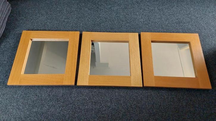 3 Spiegels met Geolied Eiken Frame, Huis en Inrichting, Woonaccessoires | Spiegels, Gebruikt, 50 tot 75 cm, Minder dan 100 cm