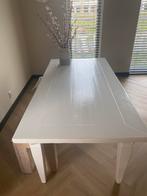 Massief houten eettafel wit geschilderd, Huis en Inrichting, Tafels | Eettafels, 200 cm of meer, 50 tot 100 cm, Teakhout, Gebruikt