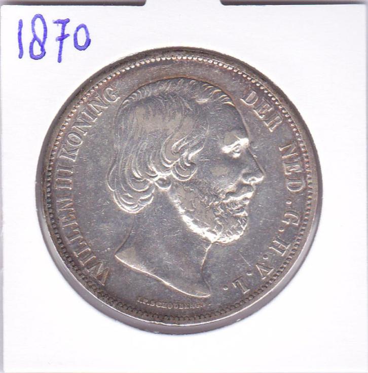 Rijksdaalder 1870 Willem 3 voor 49 euro***, Postzegels en Munten, Munten | Nederland, Losse munt, 2½ gulden, Koning Willem III