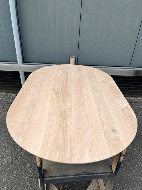 Half ronde eettafel 160x100x3 verjongd eiken rustiek, Huis en Inrichting, Tafels | Eettafels, Nieuw, 50 tot 100 cm, 150 tot 200 cm