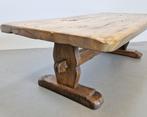 Vintage salontafel Brutalist massief eiken 1950 Frankrijk, 50 tot 100 cm, Minder dan 50 cm, 100 tot 150 cm, Gebruikt