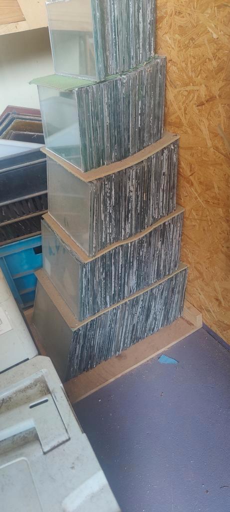 Grote partij raampjes (blank) glas, Doe-het-zelf en Verbouw, Glas en Ramen, Glasplaat, Minder dan 80 cm, Ophalen of Verzenden