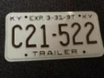 Kentekenplaat licenseplate Kentucky Trailer 1997 USA, Verzenden, Gebruikt, Auto's