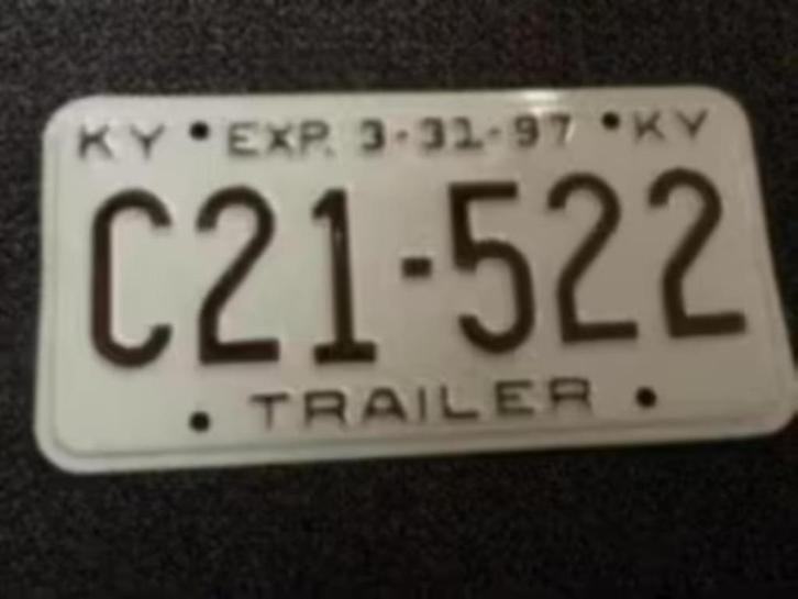 Kentekenplaat licenseplate Kentucky Trailer 1997 USA, Verzamelen, Automerken, Motoren en Formule 1, Gebruikt, Auto's, Verzenden