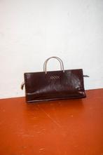 vintage bruine leren rechthoekige tas * kleine medische tas, Ophalen of Verzenden, Dames