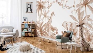 Fotobehang / Behang - Kinderkamer - Jungle Dieren Terracotta beschikbaar voor biedingen
