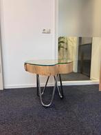 Bijzettafel hout, Huis en Inrichting, Tafels | Bijzettafels, Minder dan 55 cm, Rond, Zo goed als nieuw, Ophalen