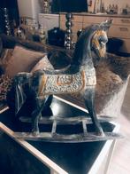 Paard hobbelpaard hout XL beeld Eric Kuster goud houten, Nieuw, Dier, Verzenden