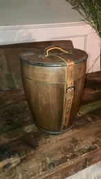 Oude leren  doos /koffer.   Binnenkant hout, Antiek en Kunst, Antiek | Woonaccessoires, Ophalen of Verzenden