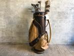 Vintage golftas met golfclubs met pet en stok, decoratief!, Ophalen, Gebruikt, Set, Overige merken