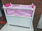 Poppenbed Hout Wit/Roze met bekleding, Kinderen en Baby's, Speelgoed | Poppen, Ophalen, Gebruikt, Babypop