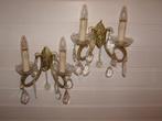 Franse zilver vernikkelde wandlampen met glasbol onder, Ophalen of Verzenden, Gebruikt
