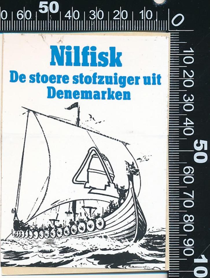 Sticker: Nilfisk - De stoere stofzuiger uit Denemarken, Verzamelen, Stickers, Zo goed als nieuw, Bedrijf of Vereniging, Ophalen of Verzenden