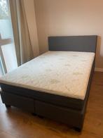 Boxspring bed antraciet, Huis en Inrichting, Ophalen, 140 cm, Zo goed als nieuw, Twijfelaar